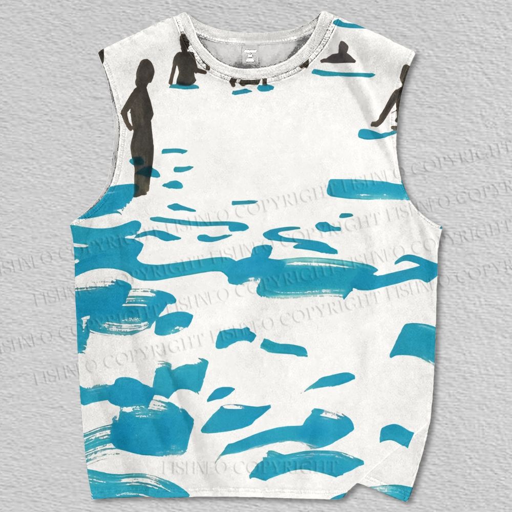 Unisex Sea Wave Printed Tank Top