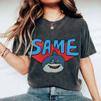 Unisex Same Silly Shark Printed Washed Tee