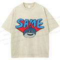 Unisex Same Silly Shark Printed Washed Tee