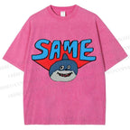 Unisex Same Silly Shark Printed Washed Tee