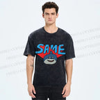 Unisex Same Silly Shark Printed Washed Tee