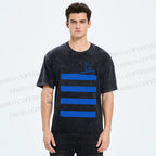 Unisex Boat On Sea Wave Printed Washed Tee