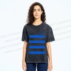 Unisex Boat On Sea Wave Printed Washed Tee