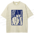 Unisex Vintage Smoking Lady Printed Washed Tee