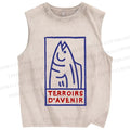 Unisex Sardine Fish In Box Printed Washed Tank Top