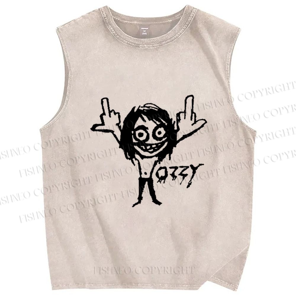 Unisex Ozzy Osbourne Printed Washed Tank Top