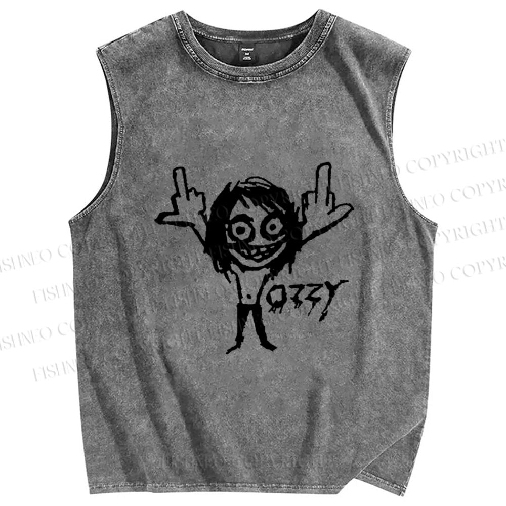 Unisex Ozzy Osbourne Printed Washed Tank Top