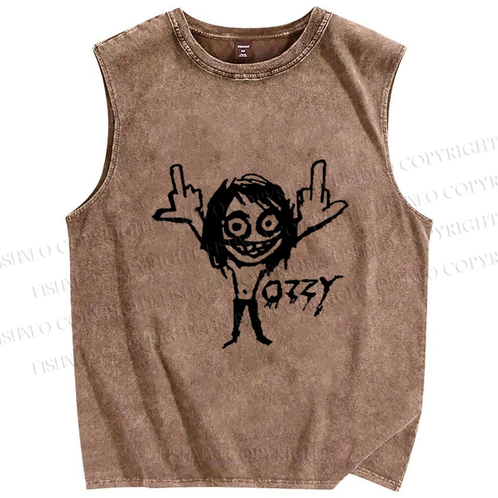 Unisex Ozzy Osbourne Printed Washed Tank Top