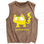 Unisex Wifiskeleton Printed Washed Tank Top