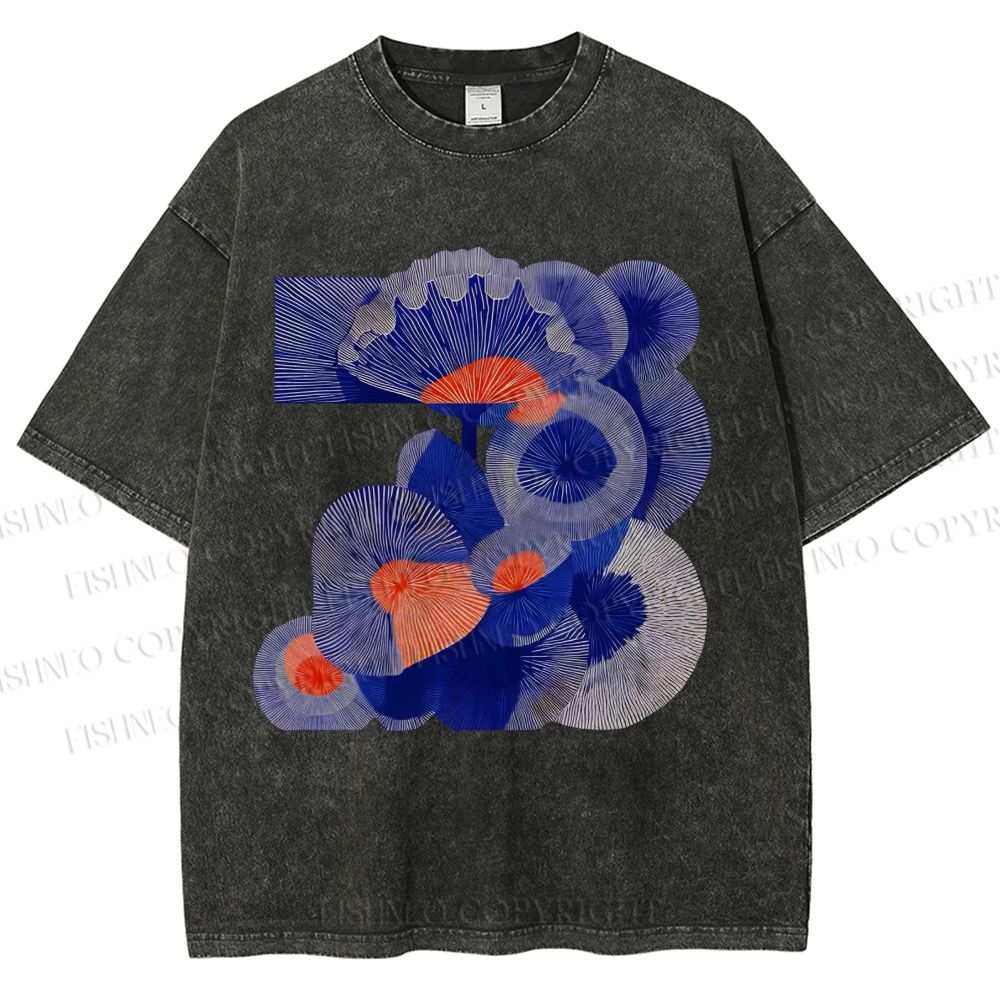 Unisex Art Flowers Printed Washed Tee