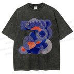 Unisex Art Flowers Printed Washed Tee