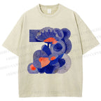 Unisex Art Flowers Printed Washed Tee