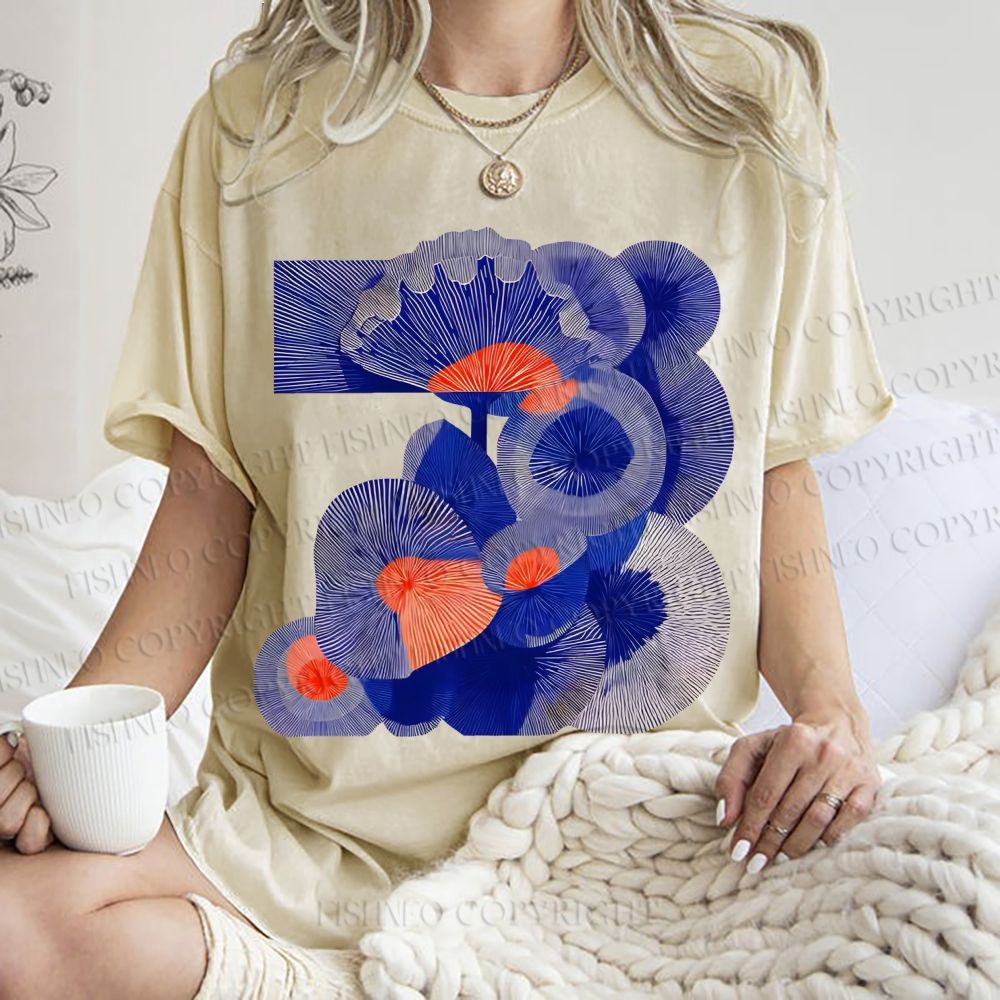 Unisex Art Flowers Printed Washed Tee