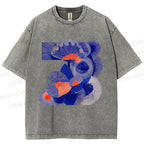Unisex Art Flowers Printed Washed Tee