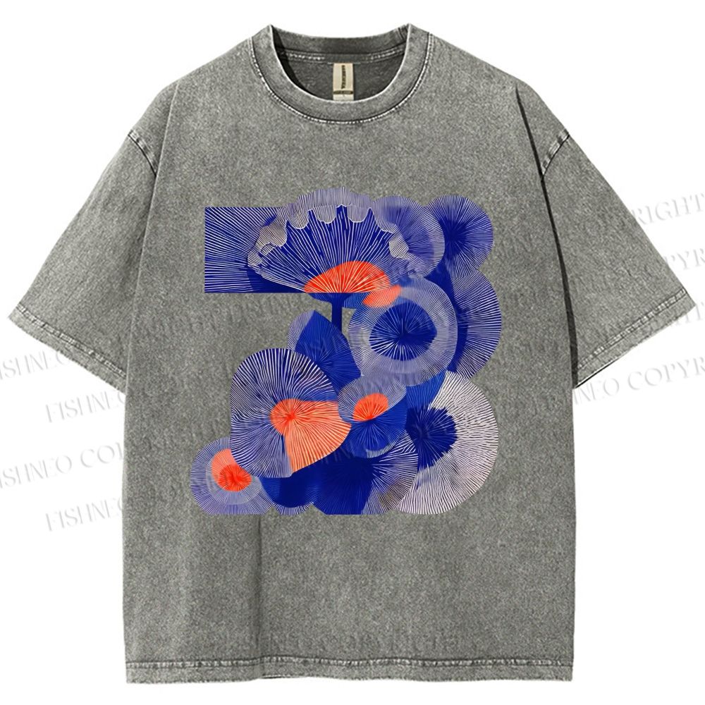 Unisex Art Flowers Printed Washed Tee