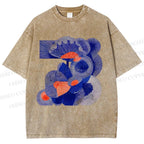 Unisex Art Flowers Printed Washed Tee