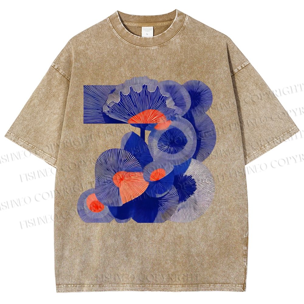 Unisex Art Flowers Printed Washed Tee