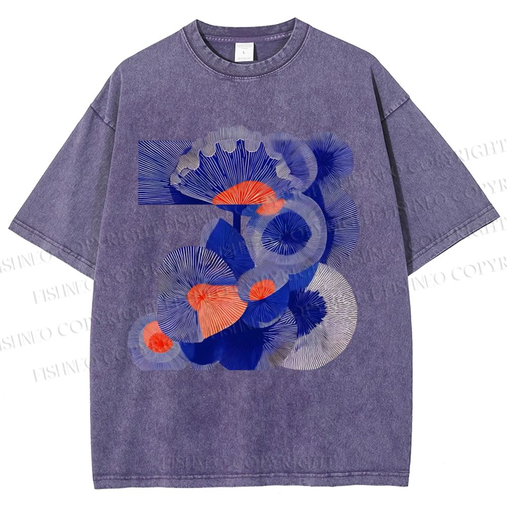 Unisex Art Flowers Printed Washed Tee