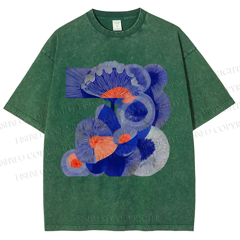 Unisex Art Flowers Printed Washed Tee