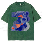 Unisex Art Flowers Printed Washed Tee