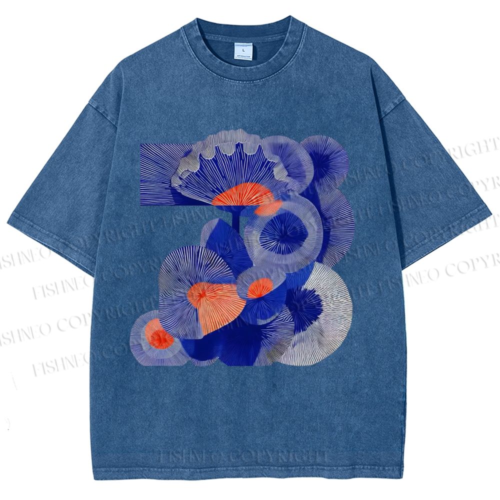 Unisex Art Flowers Printed Washed Tee