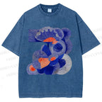 Unisex Art Flowers Printed Washed Tee
