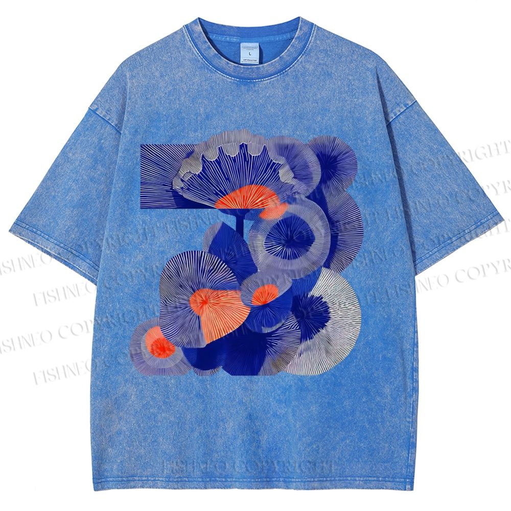 Unisex Art Flowers Printed Washed Tee
