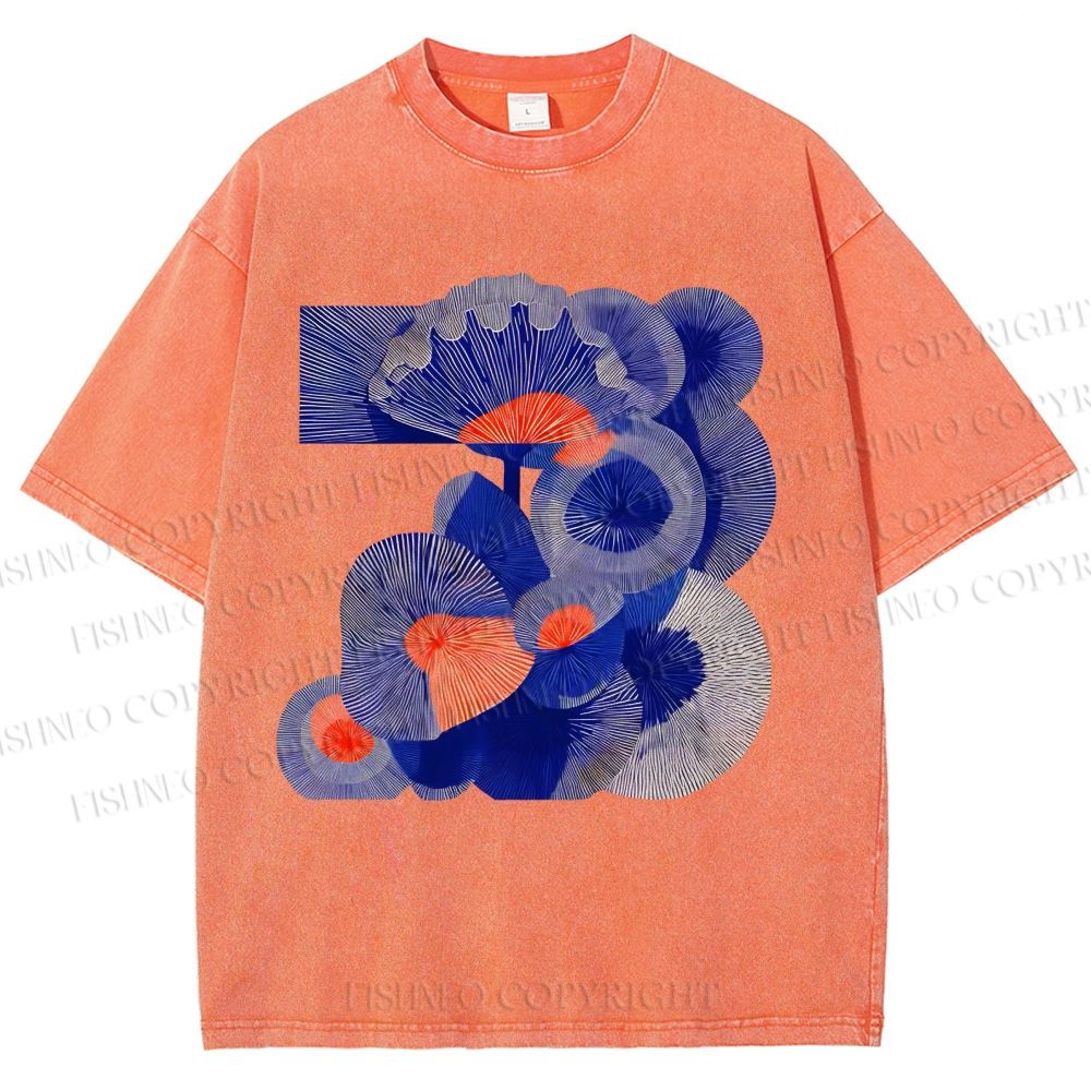Unisex Art Flowers Printed Washed Tee