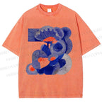 Unisex Art Flowers Printed Washed Tee