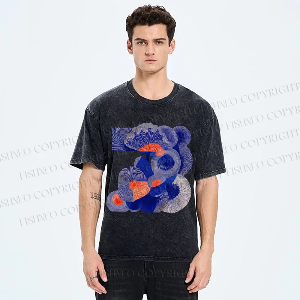 Unisex Art Flowers Printed Washed Tee