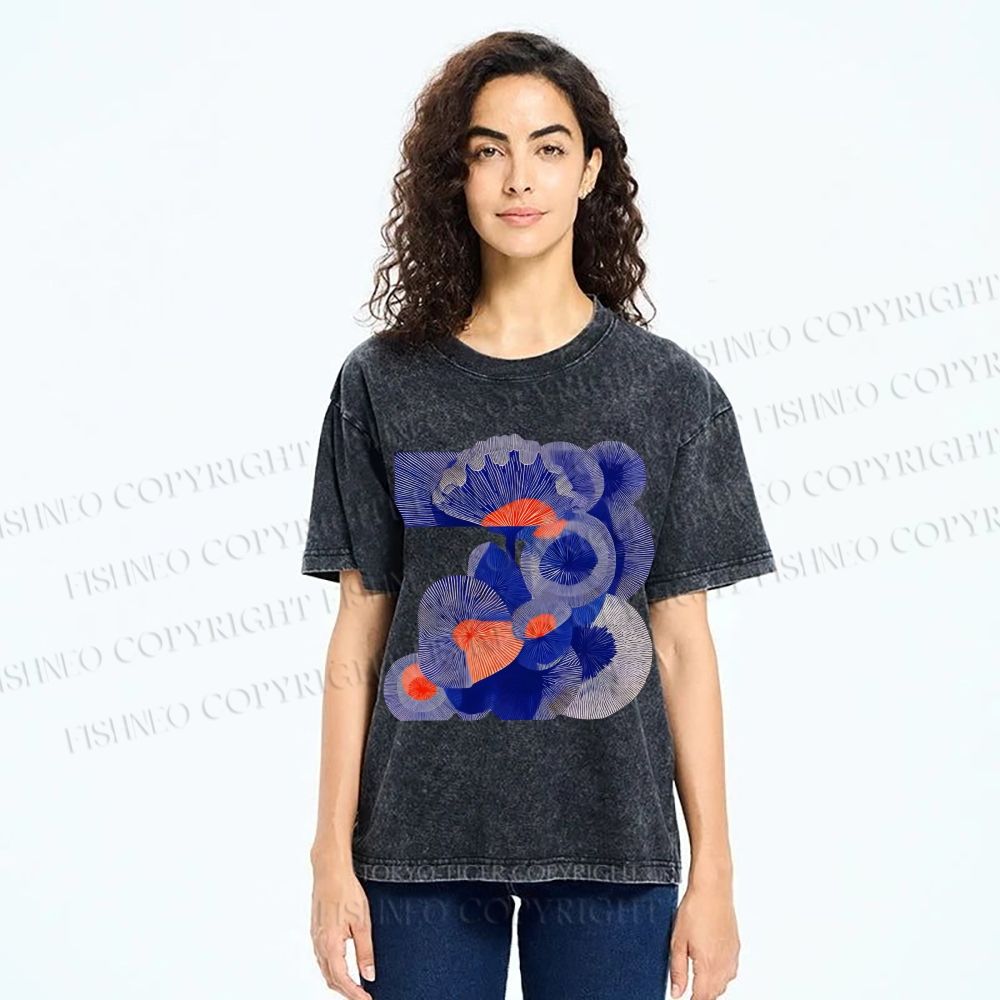 Unisex Art Flowers Printed Washed Tee