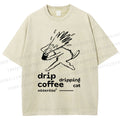 Unisex Drip Coffee Printed Washed Tee