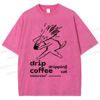 Unisex Drip Coffee Printed Washed Tee
