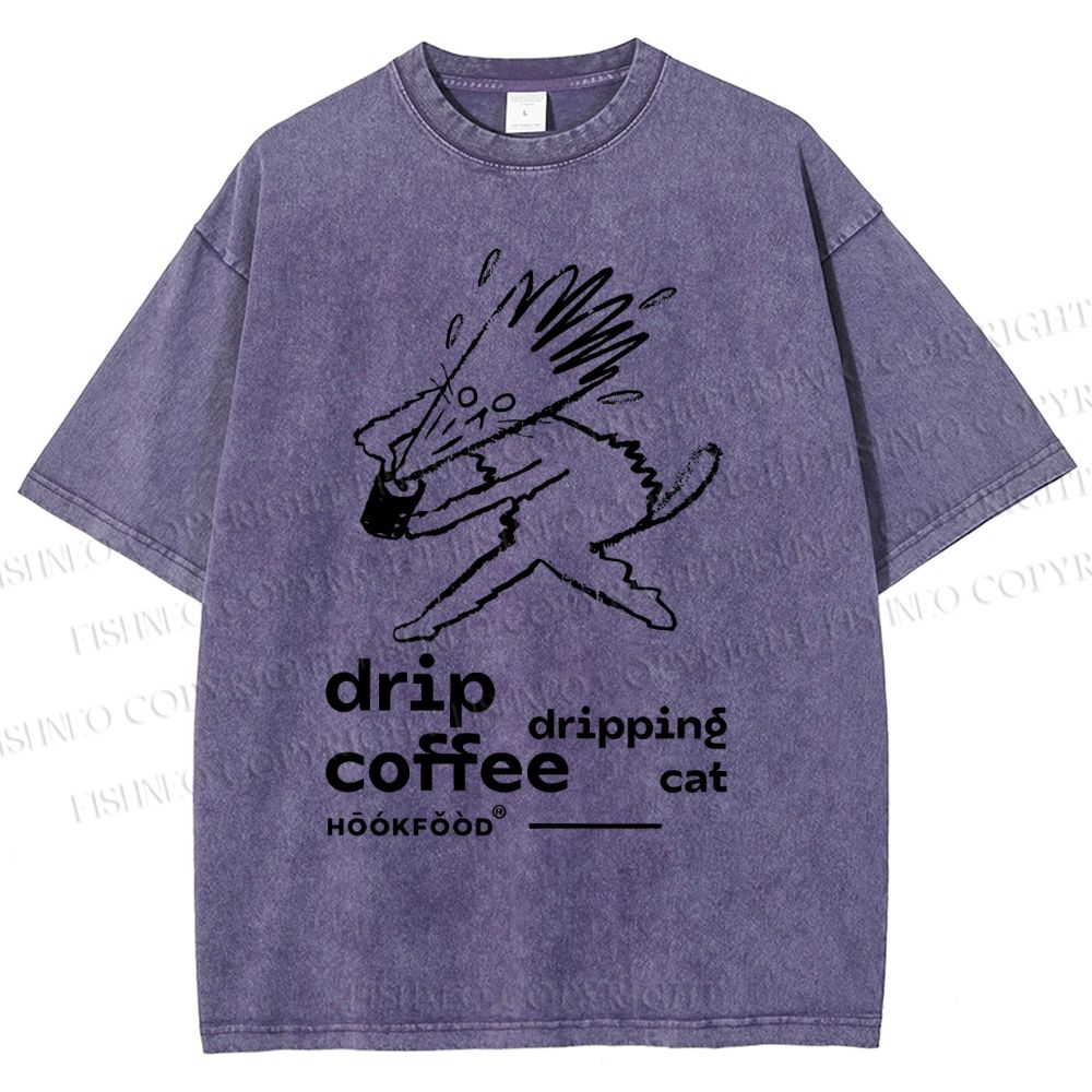 Unisex Drip Coffee Printed Washed Tee