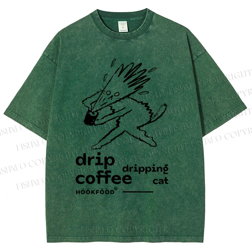 Unisex Drip Coffee Printed Washed Tee