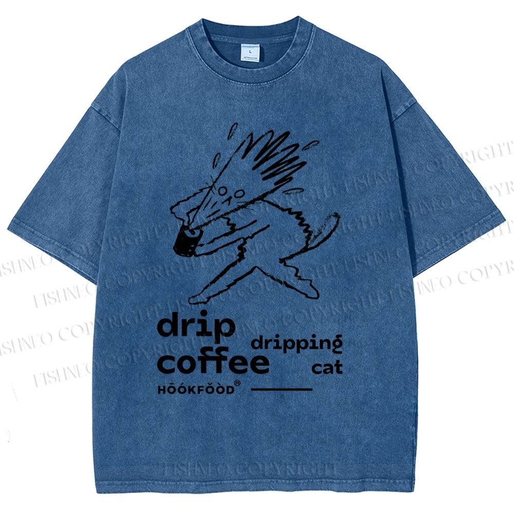 Unisex Drip Coffee Printed Washed Tee