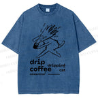 Unisex Drip Coffee Printed Washed Tee