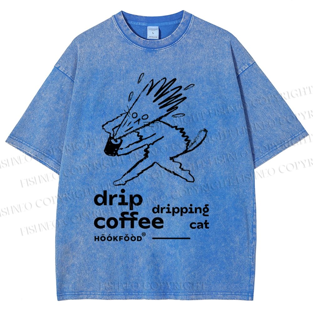 Unisex Drip Coffee Printed Washed Tee
