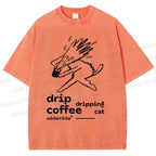 Unisex Drip Coffee Printed Washed Tee