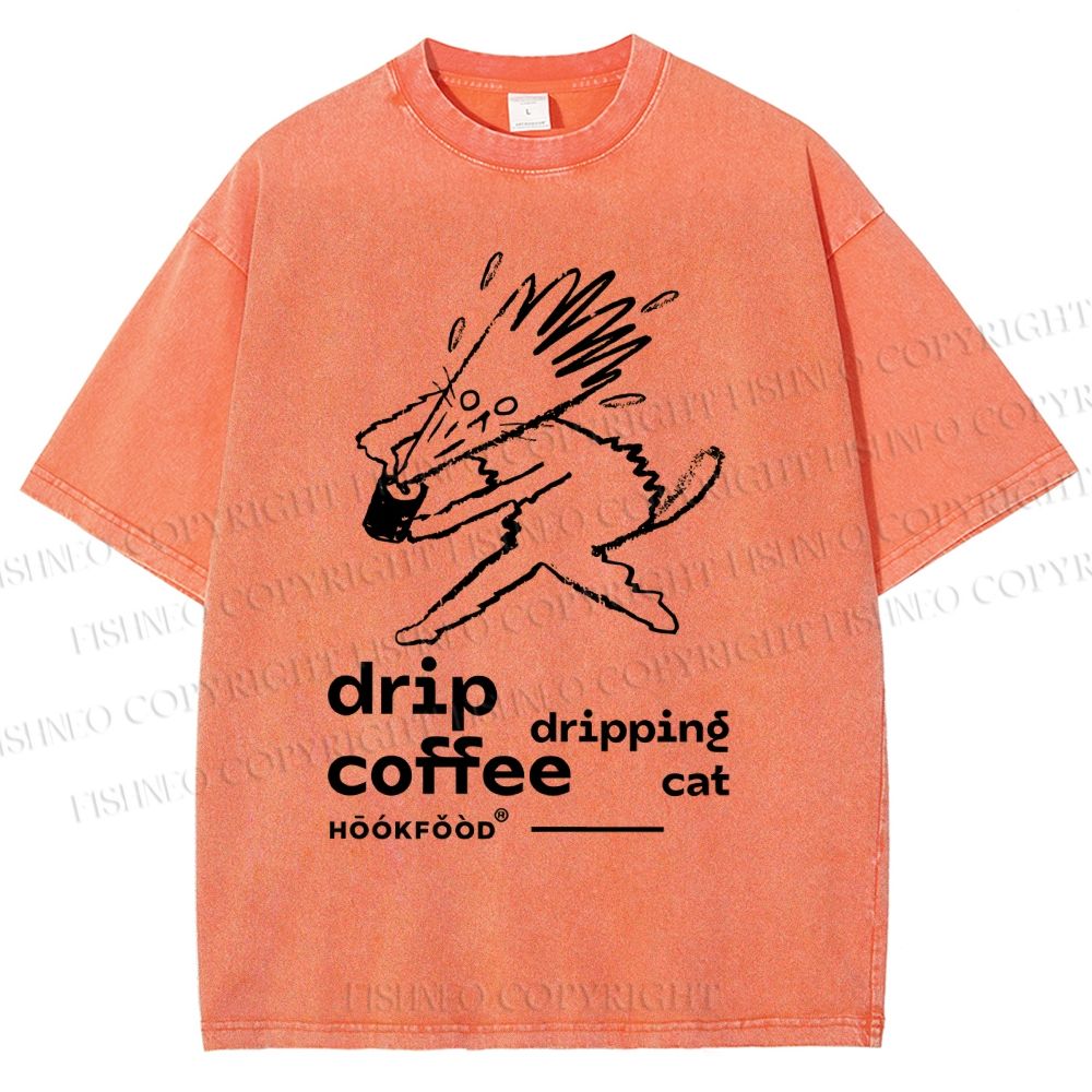 Unisex Drip Coffee Printed Washed Tee