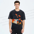 Unisex Seven Goldfishes Printed Washed Tee