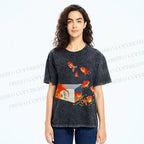 Unisex Seven Goldfishes Printed Washed Tee