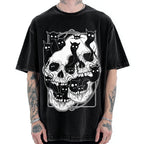 Cat Ghost Double Skull Vintage Washed T-shirt
