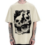 Cat Ghost Double Skull Vintage Washed T-shirt