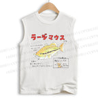 Unisex Cartoon Fish Printed Cotton Tank Top