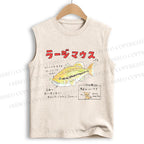 Unisex Cartoon Fish Printed Cotton Tank Top