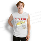 Unisex Cartoon Fish Printed Cotton Tank Top