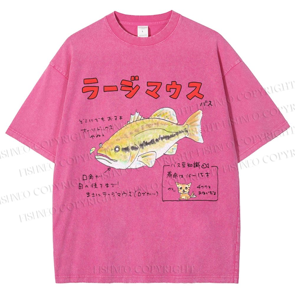 Unisex Cartoon Fish Printed Washed Tee