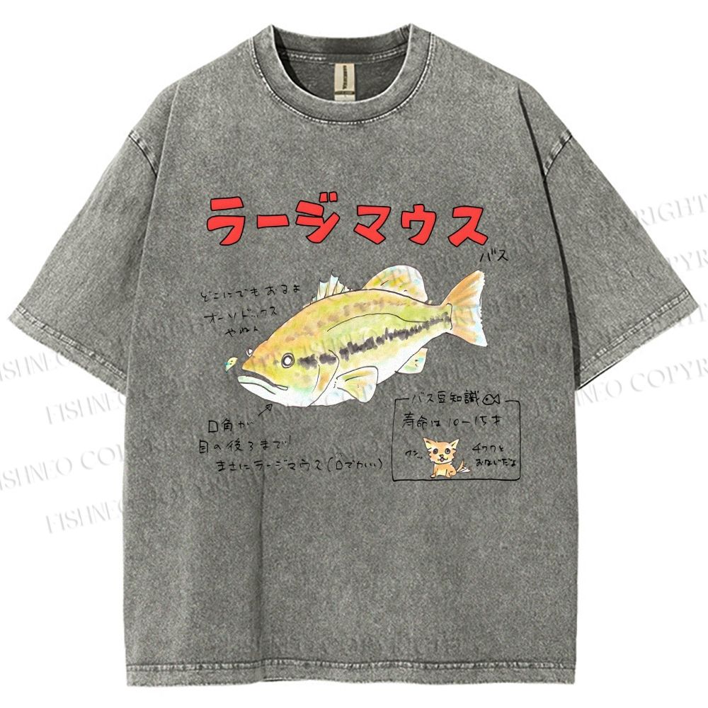 Unisex Cartoon Fish Printed Washed Tee