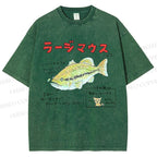 Unisex Cartoon Fish Printed Washed Tee